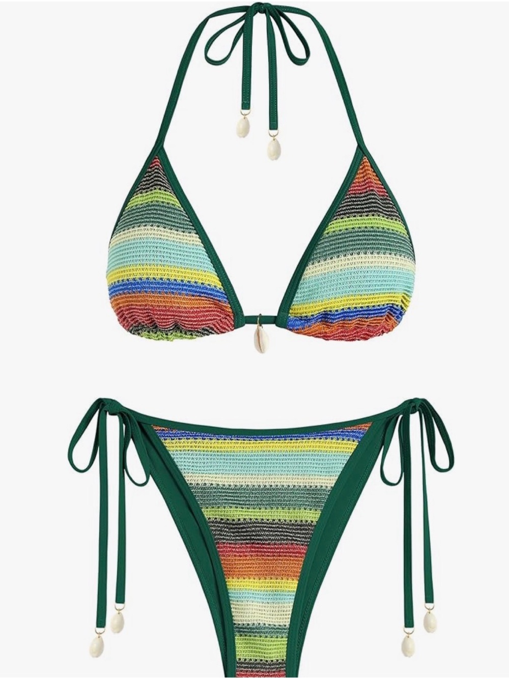 ZAFUL Women's Colorblock Stripes Triangle Cheeky Thong Bikini